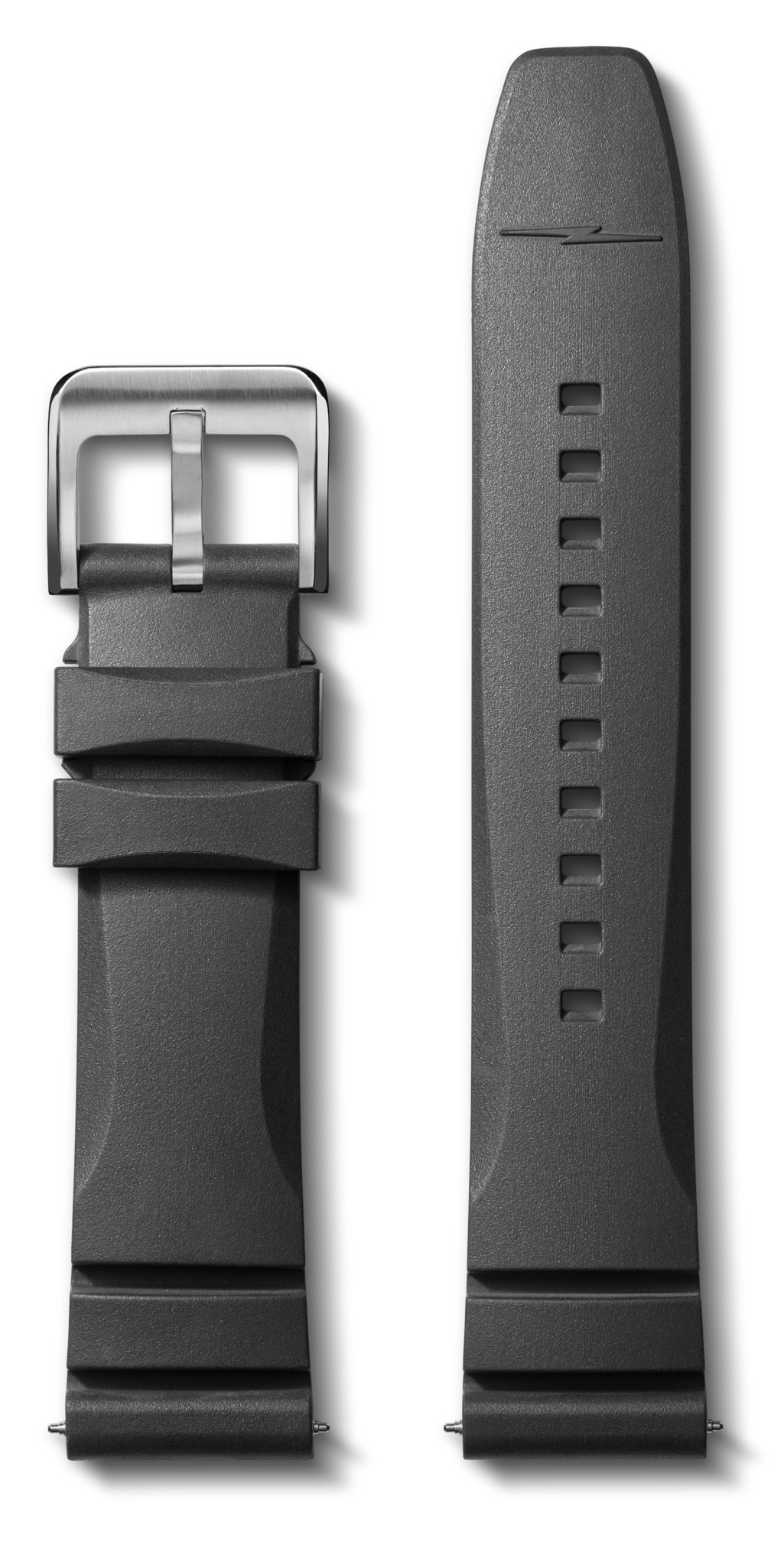22mm Black Expandable Dive Rubber Watch Strap - Black