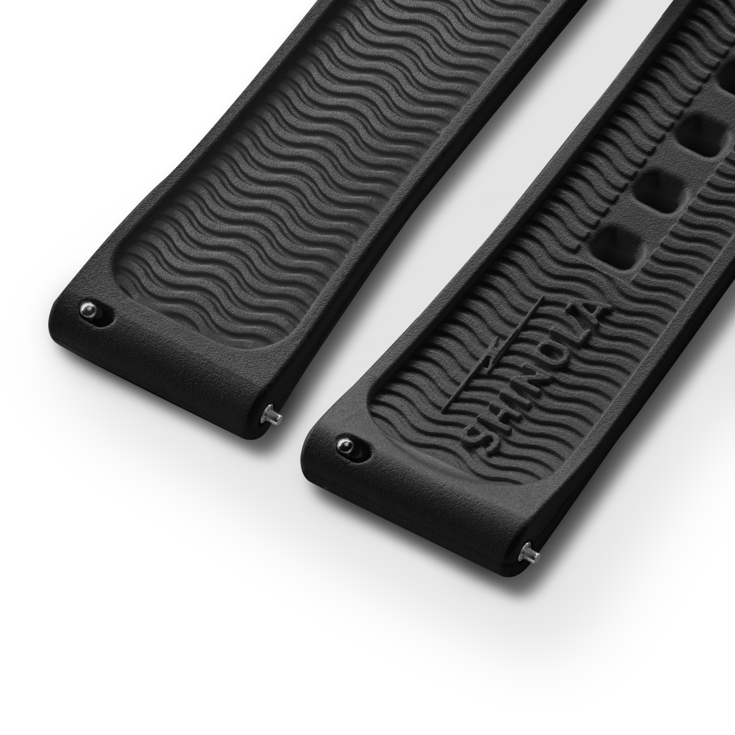 20mm Black Rubber Watch Strap - Black