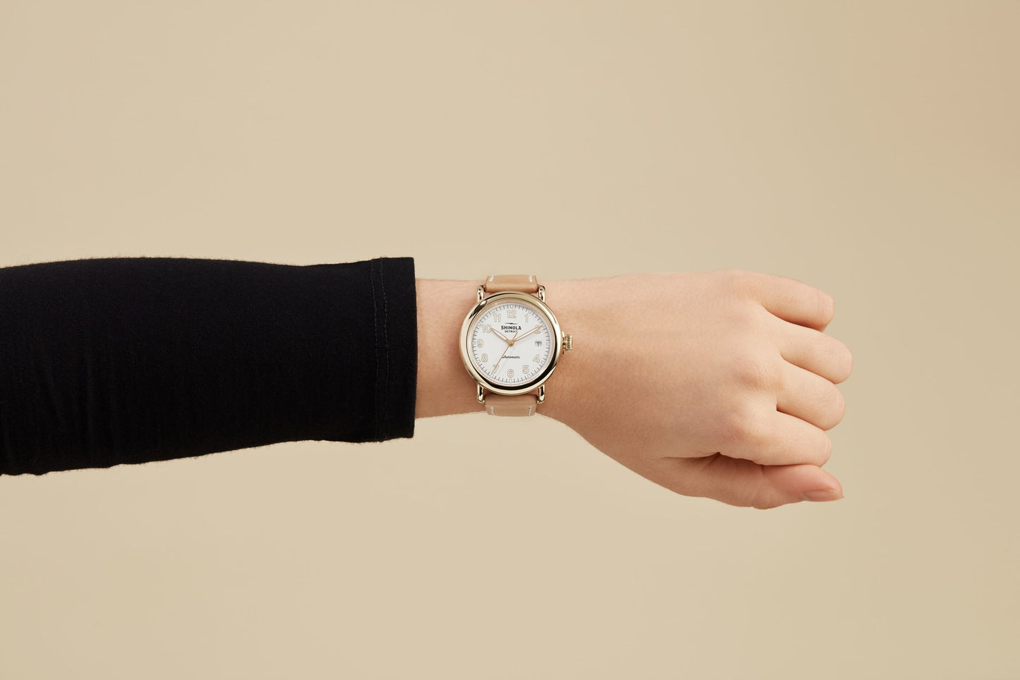 Runwell Automatic Watch - Natural Leather Strap