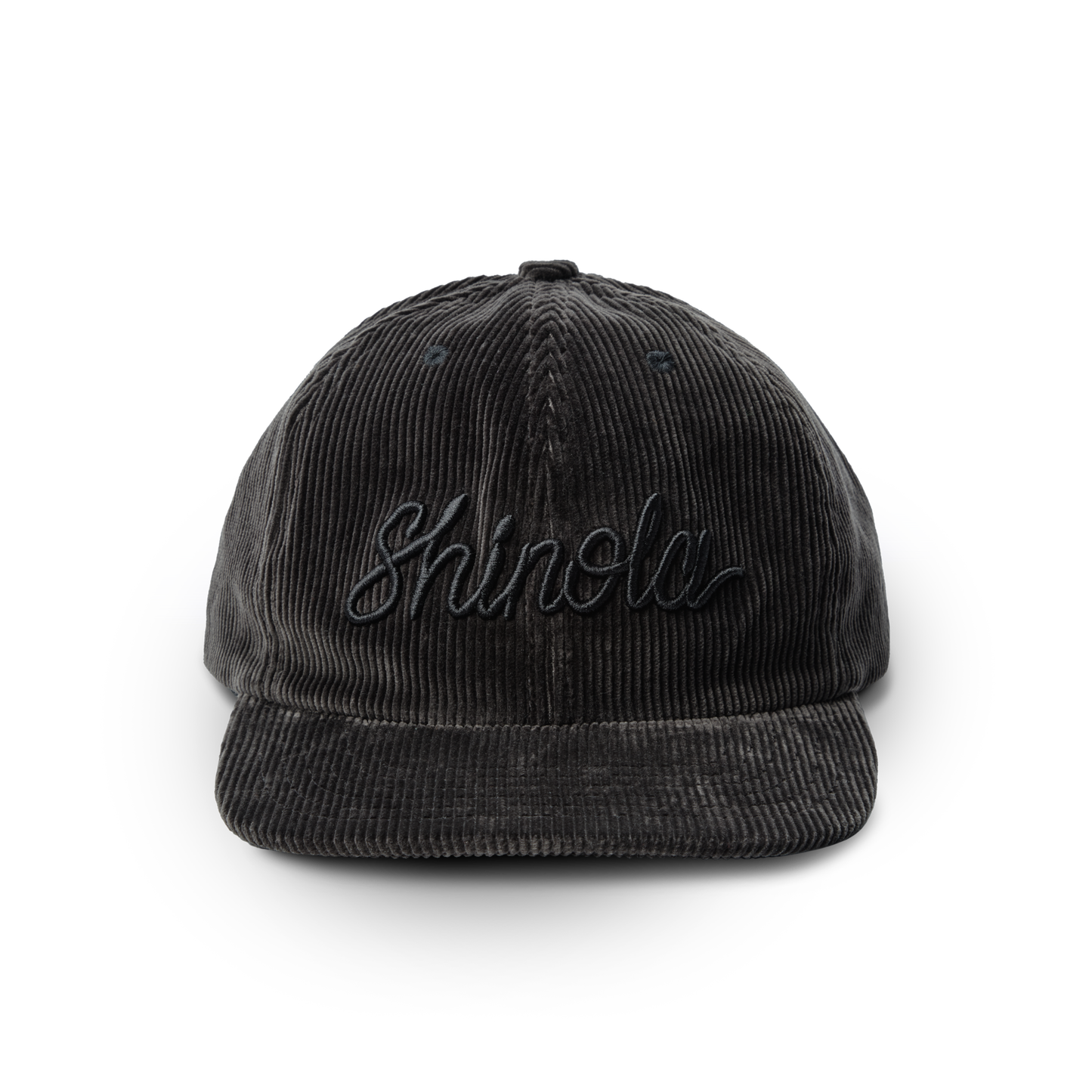 Corduroy Embroidered 6-Panel Hat - Black