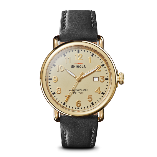 Watch: Runwell 3HD 41mm, Black Leather Strap - Gold