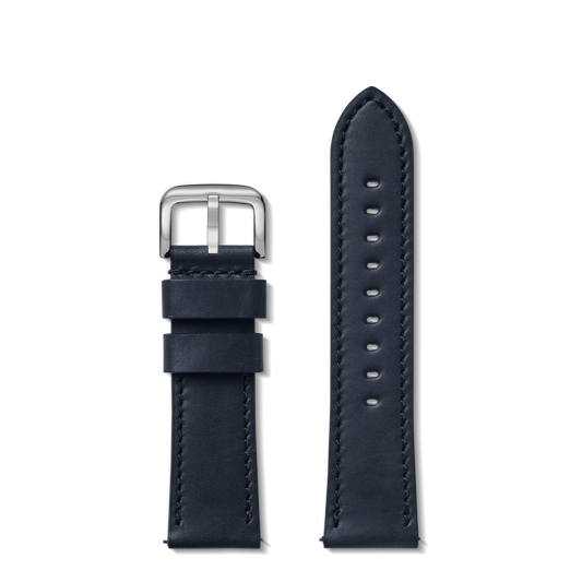 24mm Navy Leather Watch Strap - Navy