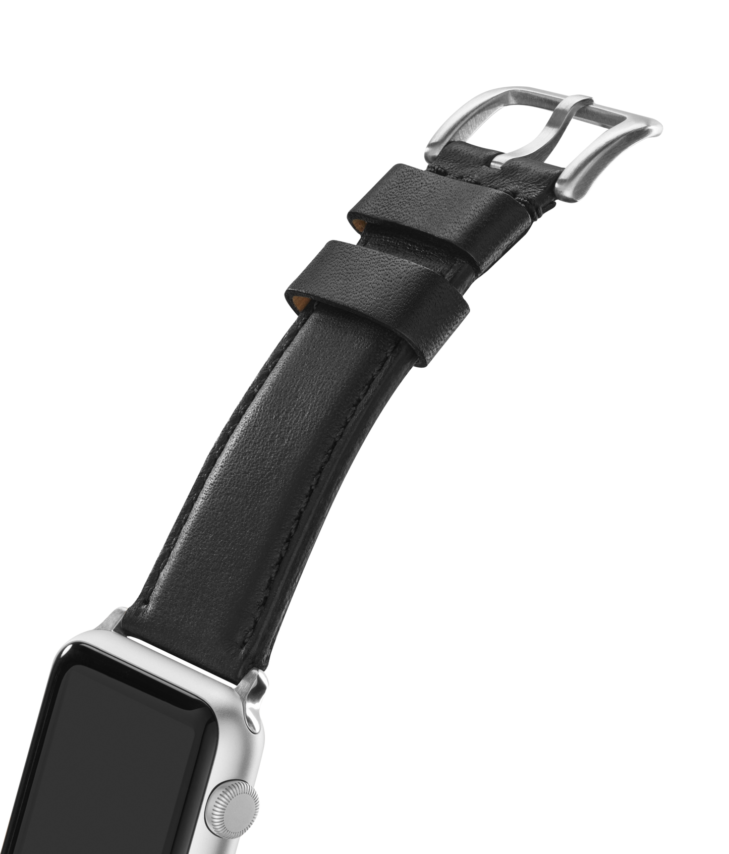 24mm Black Leather Apple Watch Strap - Black