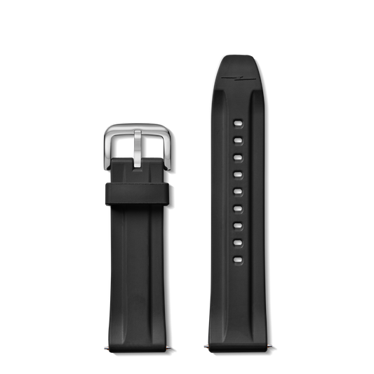 24mm Black Rubber Watch Strap - Black