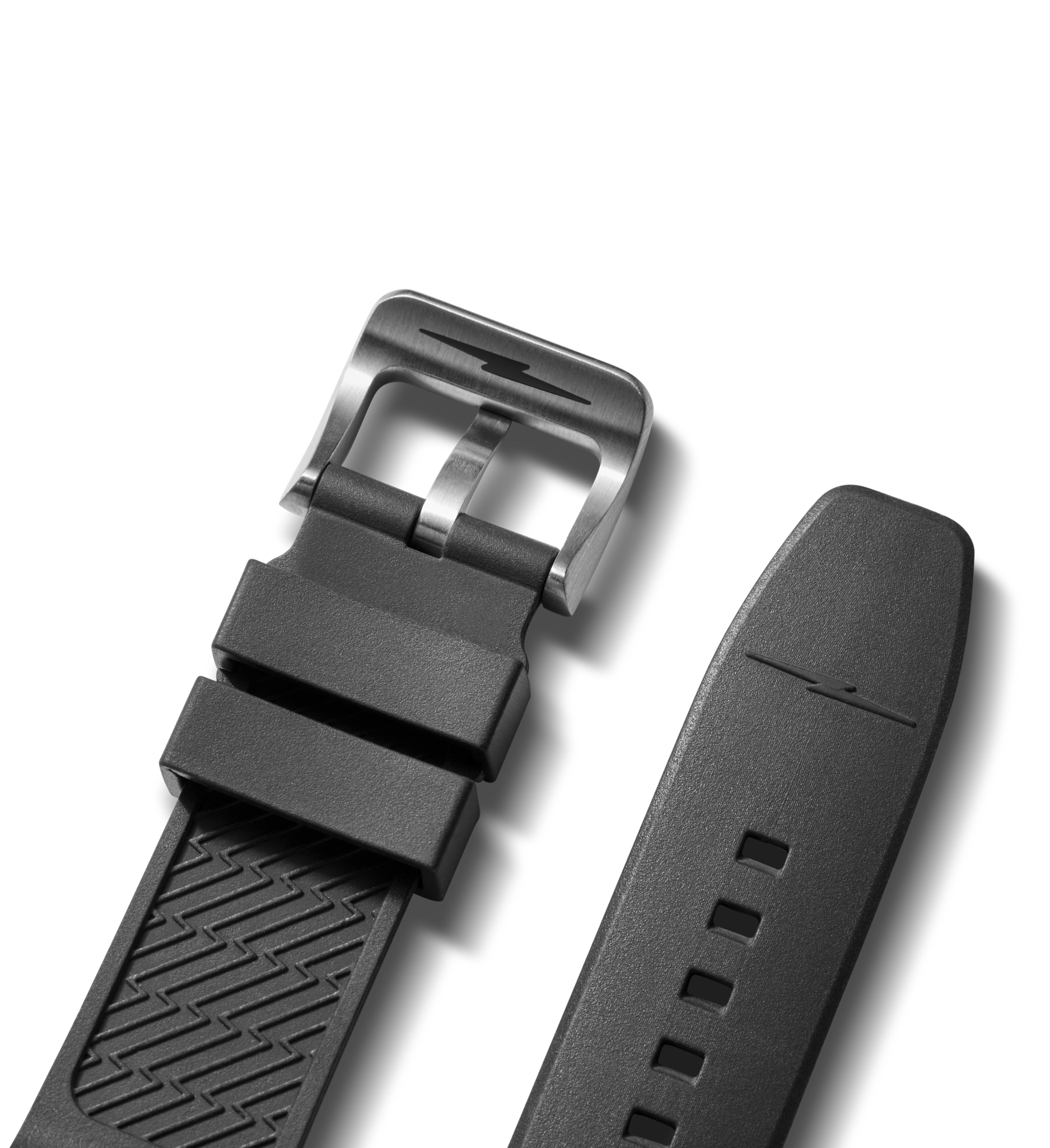 22mm Black Expandable Dive Rubber Watch Strap - Black