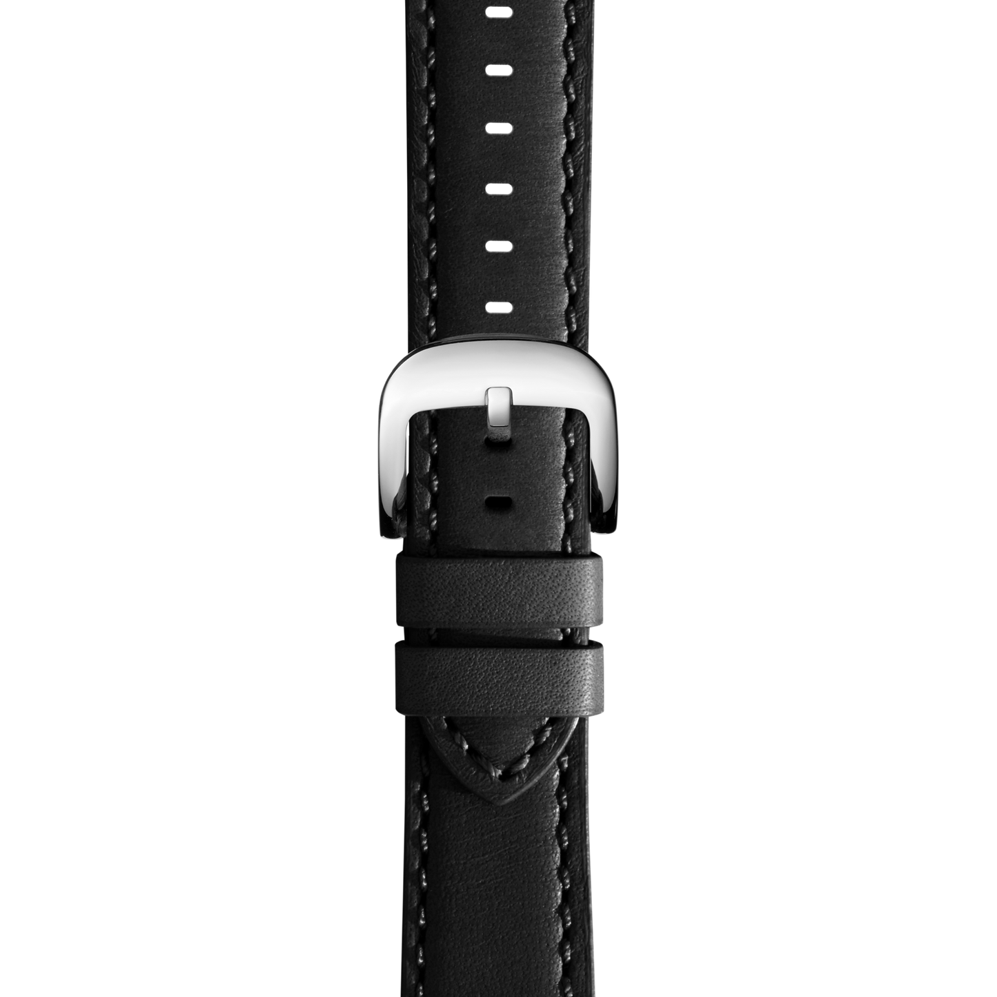 20mm Black Leather Watch Strap - Black