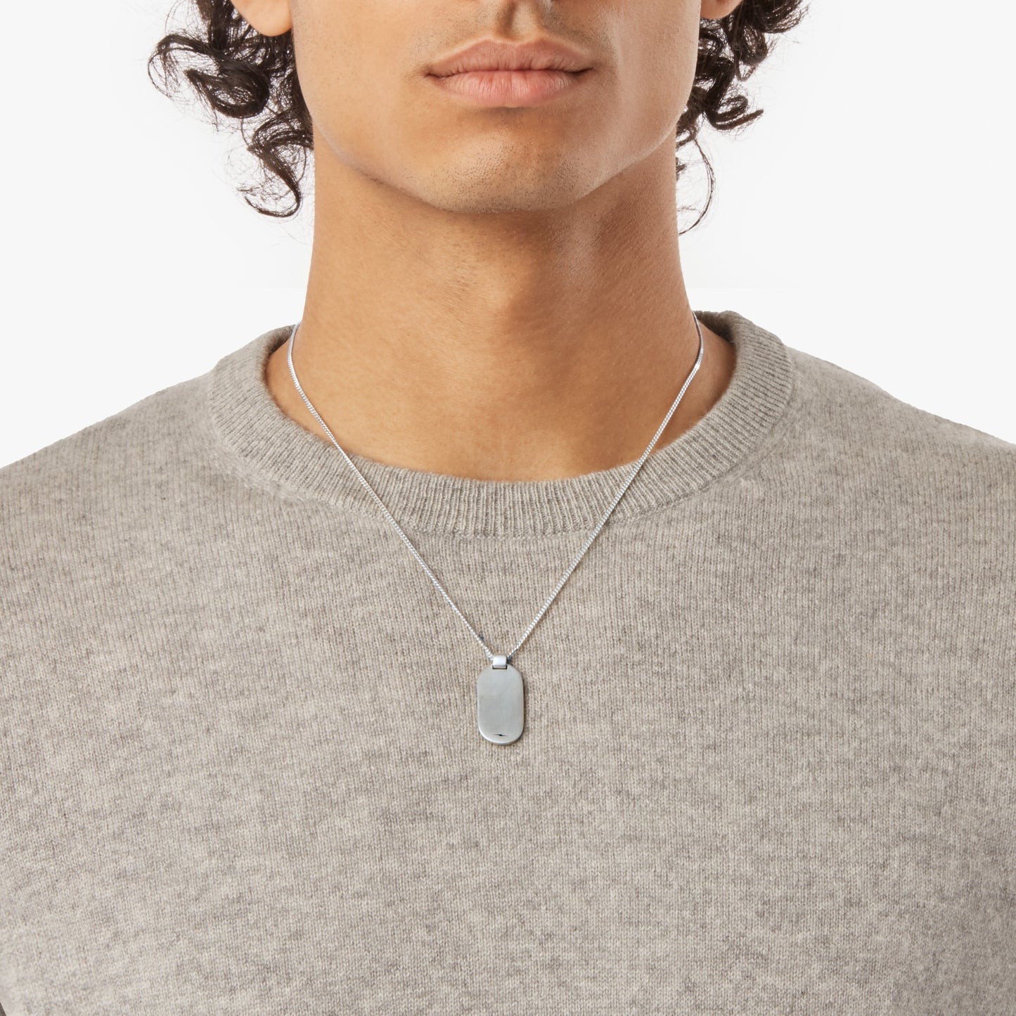 Tag Curb Chain Necklace - Sterling Silver