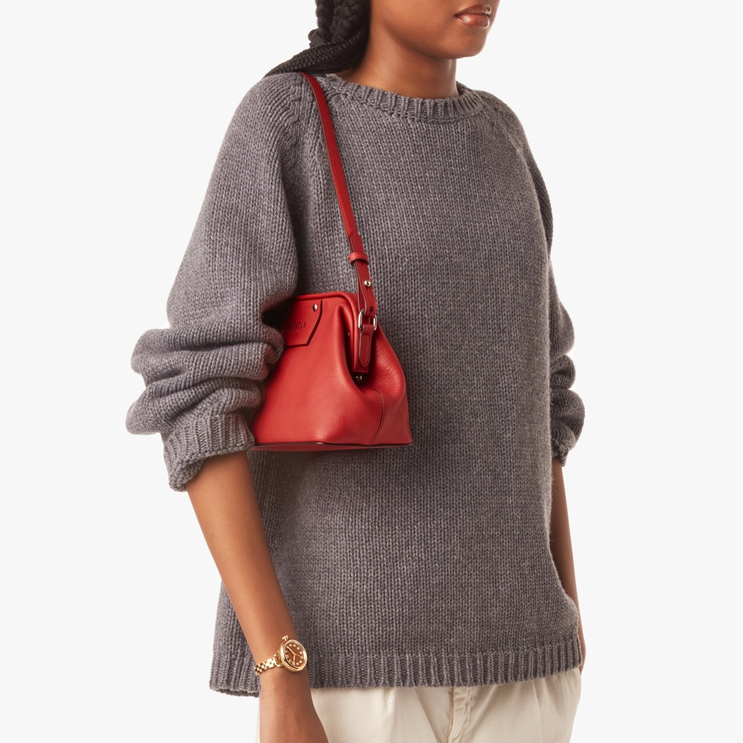 Rivet Frame Shoulder Bag - Tomato