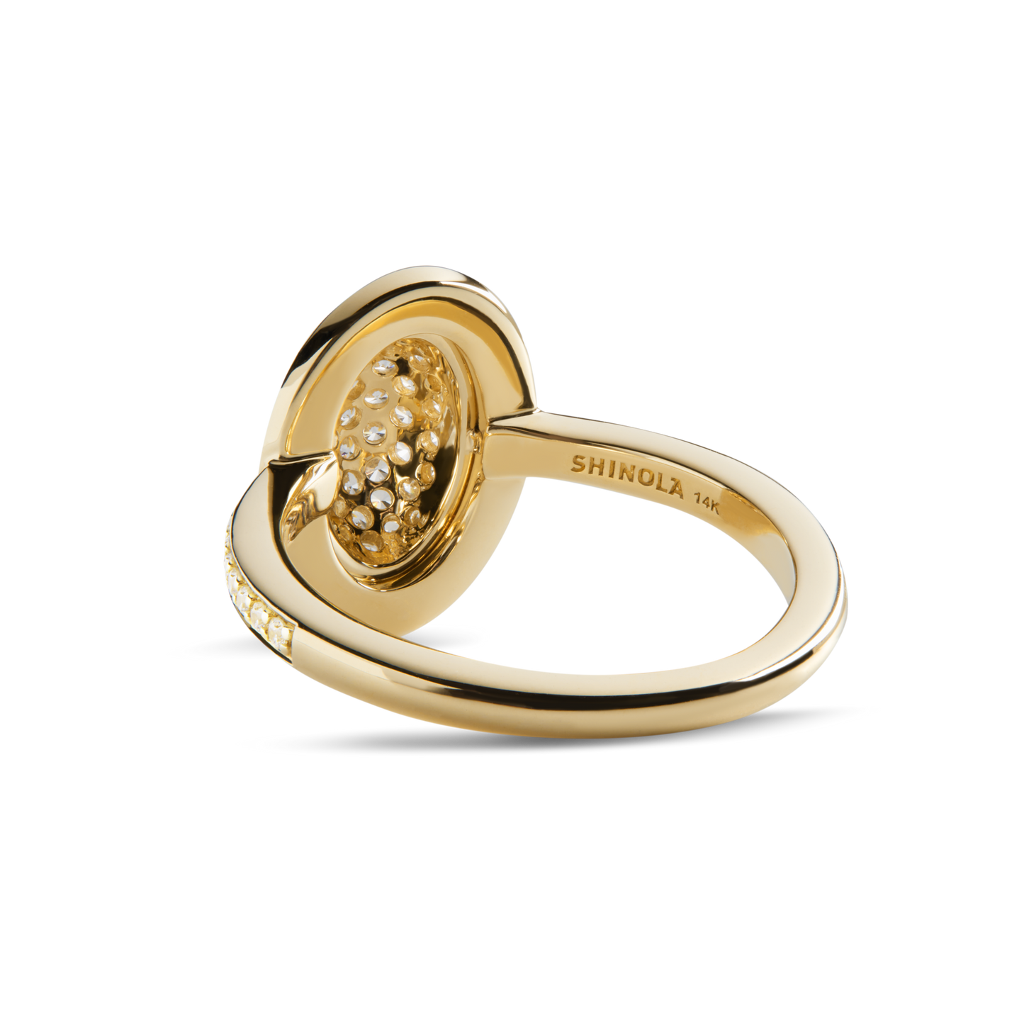 Diamond Pave Oval Ring - Yellow Gold