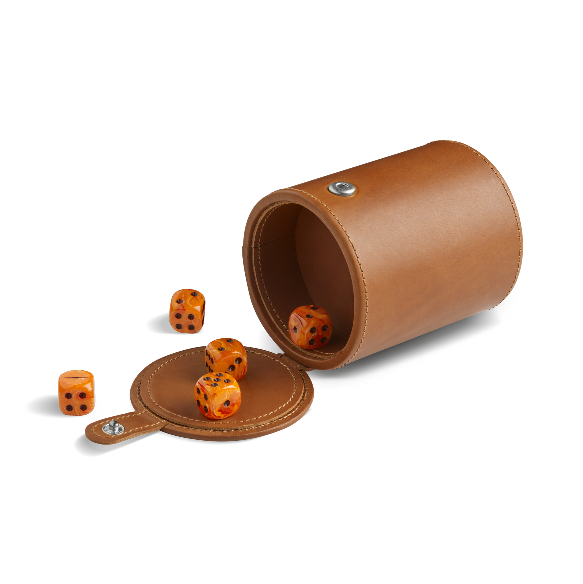 Leather Dice Set - Tan / Orange