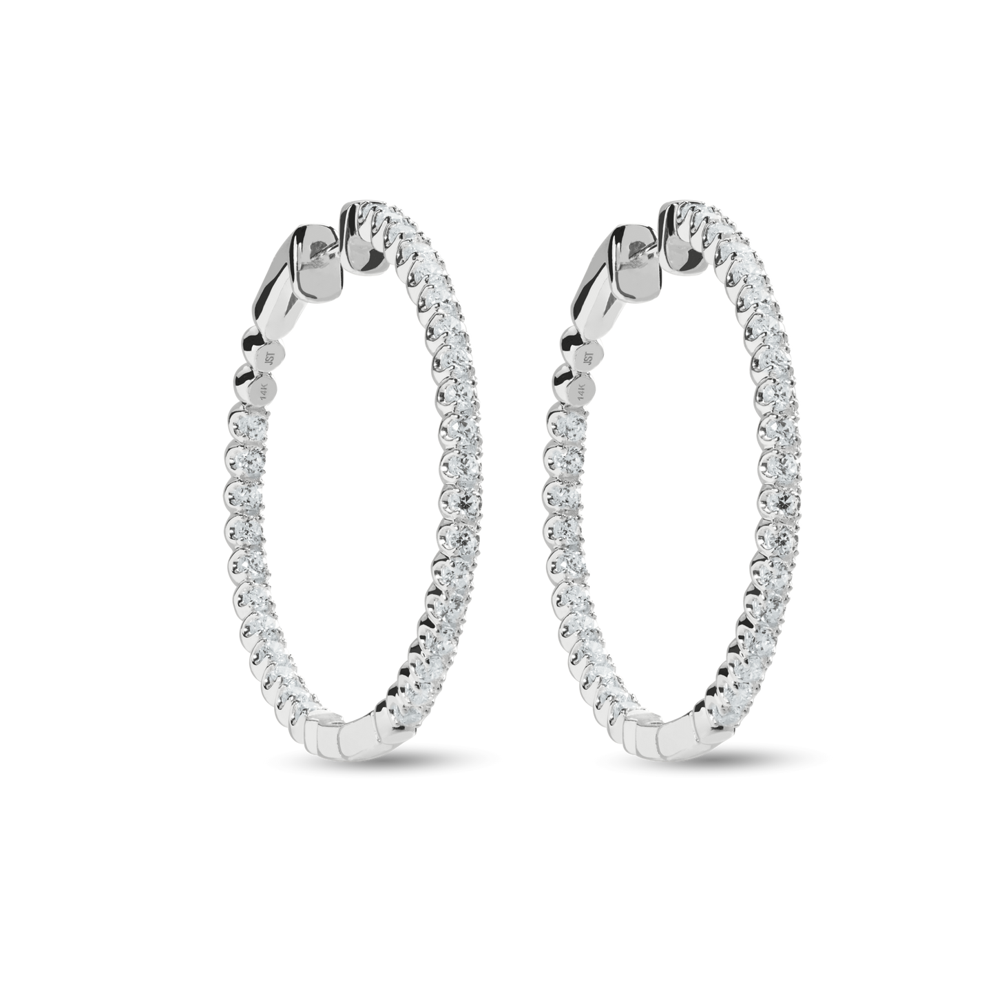 2 Carat Diamond Hoop Earrings - White Gold