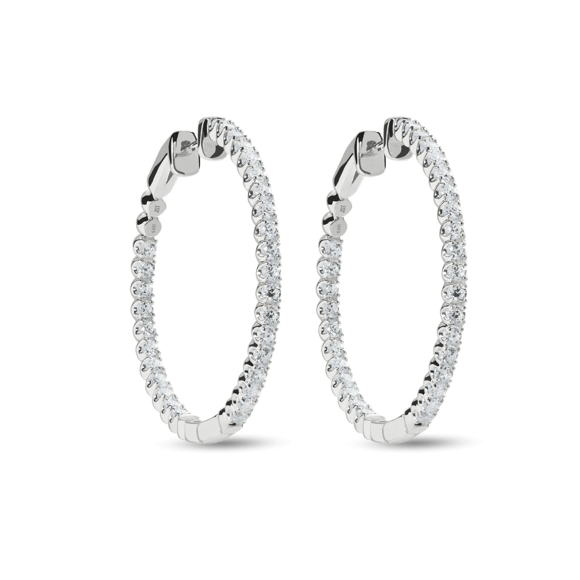 2 Carat Diamond Hoop Earrings - White Gold