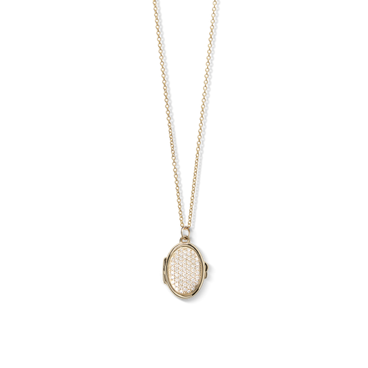 Diamond Pave Petite Keepsake Locket - Yellow Gold