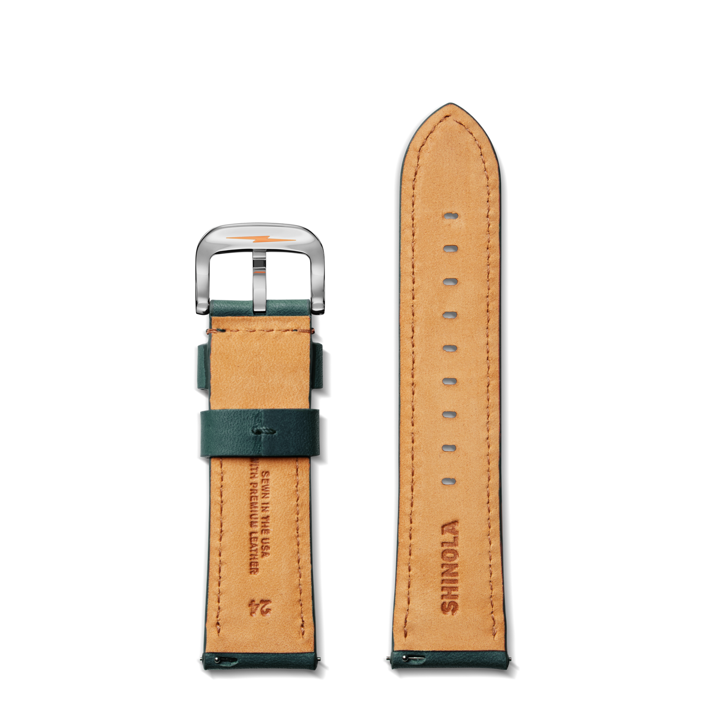 24mm Green Leather Watch Strap - Green