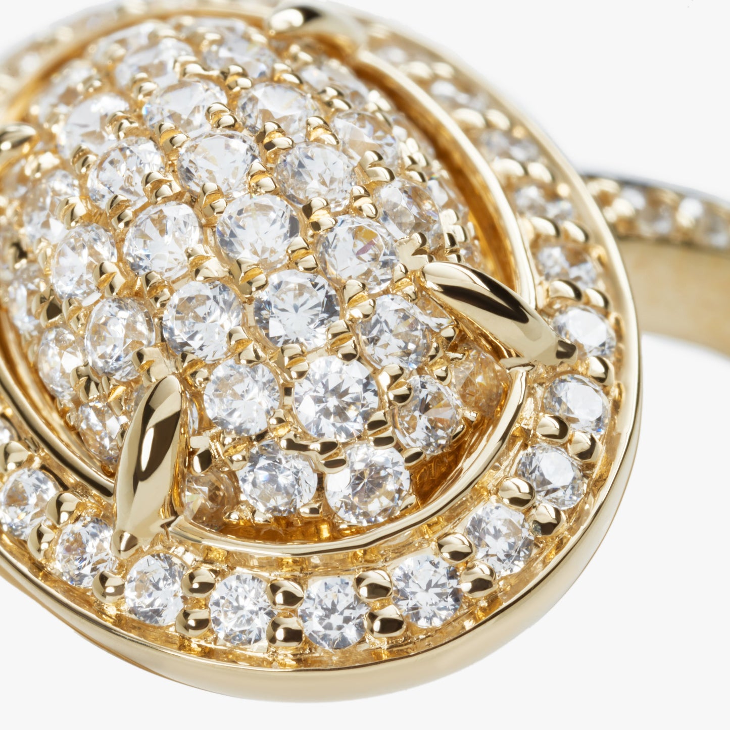 Diamond Pave Oval Ring - Yellow Gold