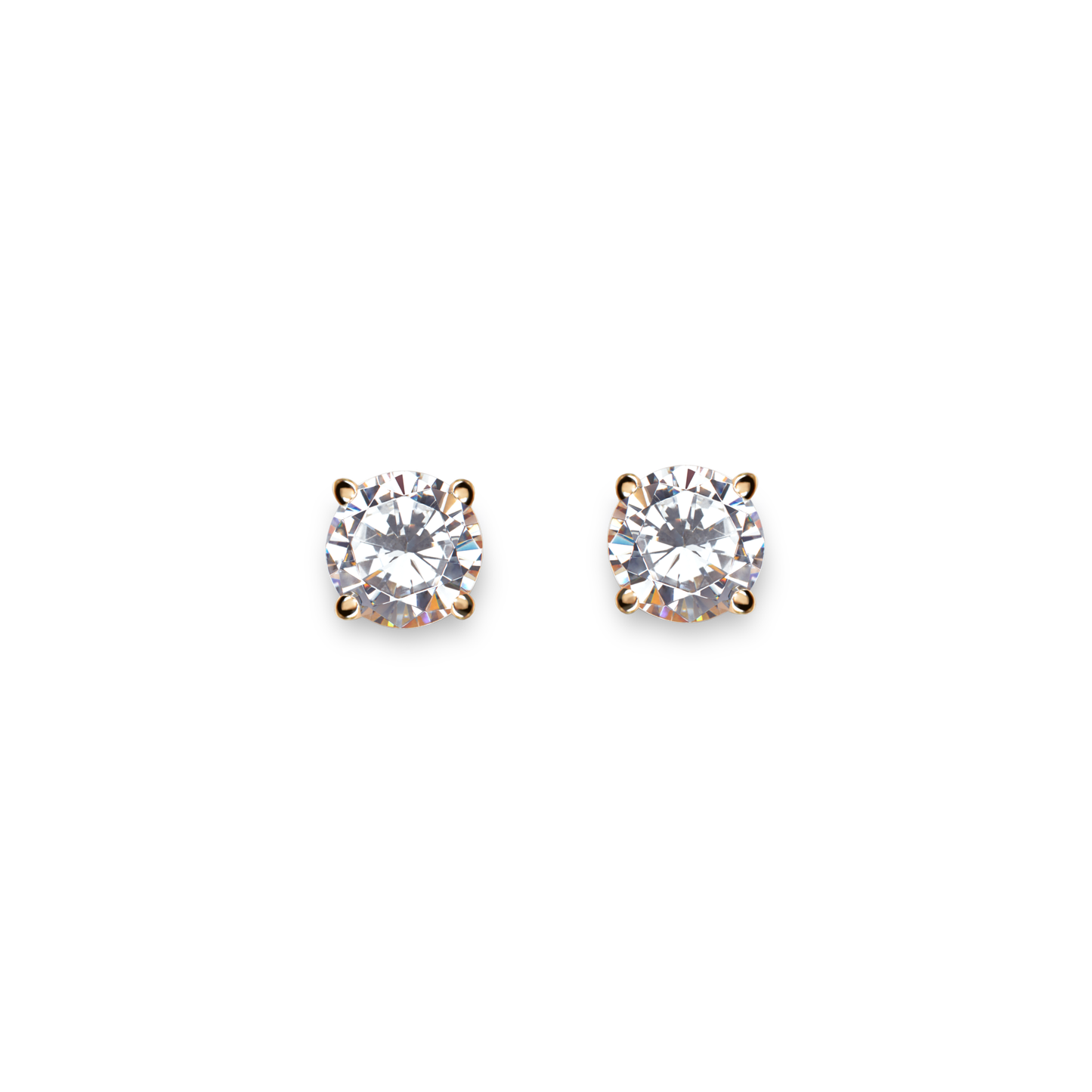 1 1/2 Carat Round Diamond Studs - Yellow Gold