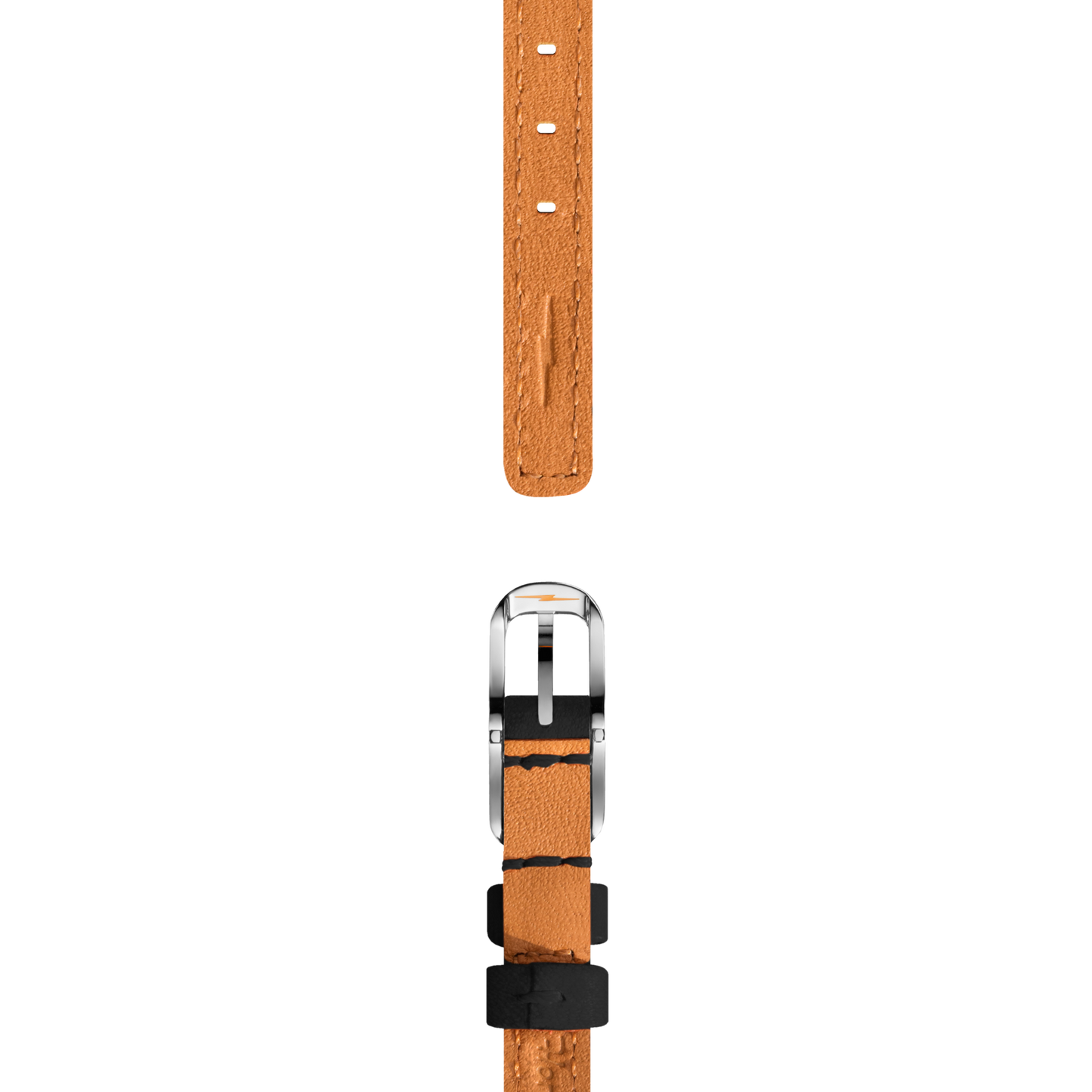 8mm Black Leather Watch Strap - Black