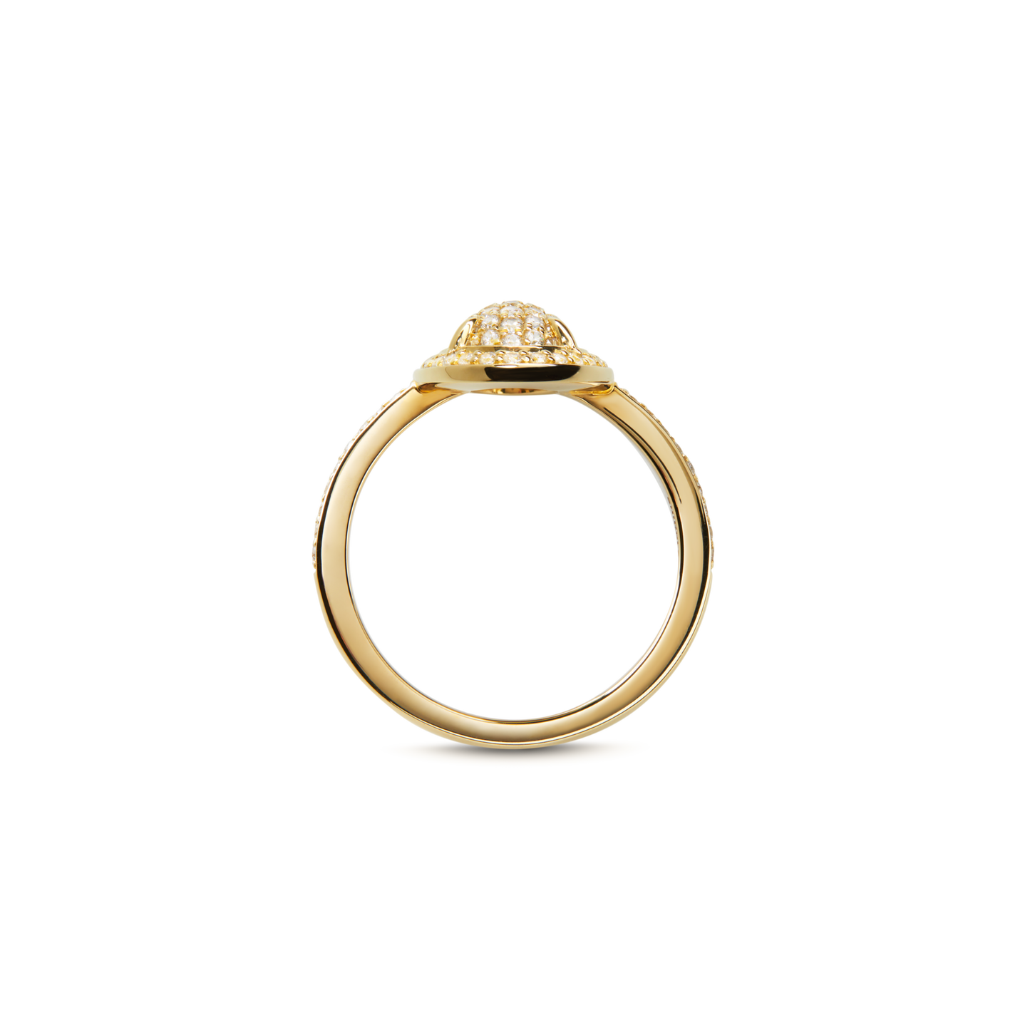 Diamond Pave Oval Ring - Yellow Gold