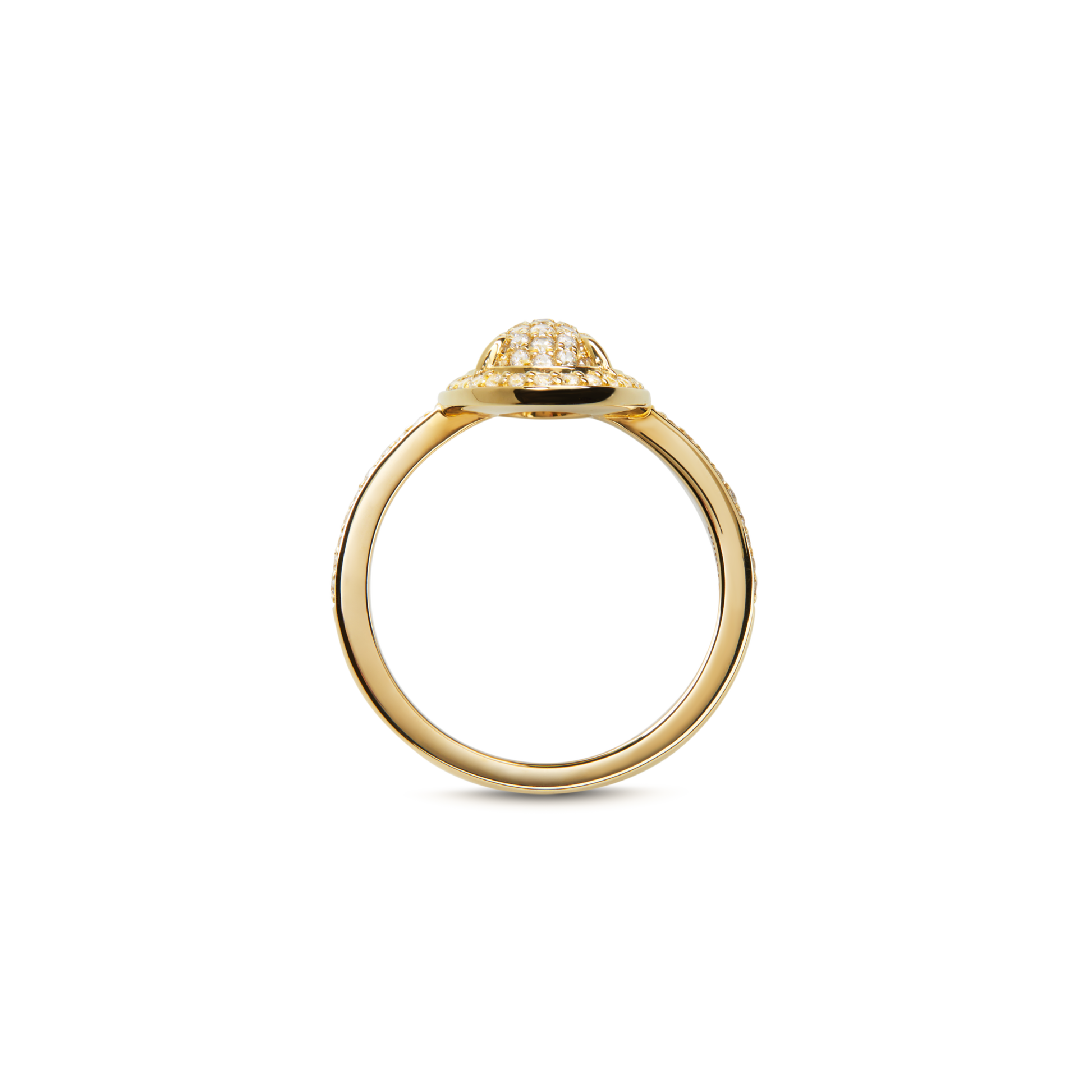Diamond Pave Oval Ring - Yellow Gold