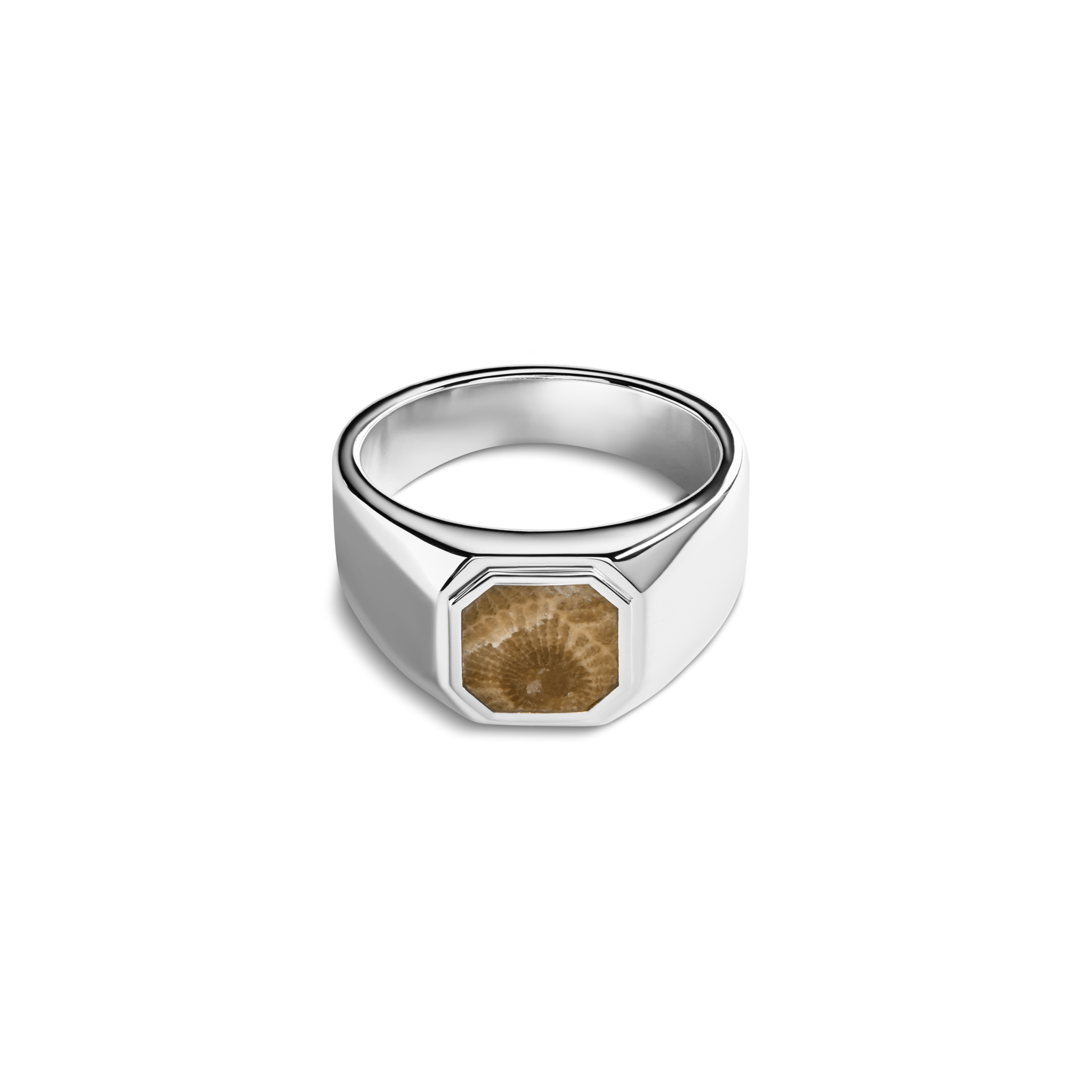 Octagonal Inlay Signet Ring Petoskey