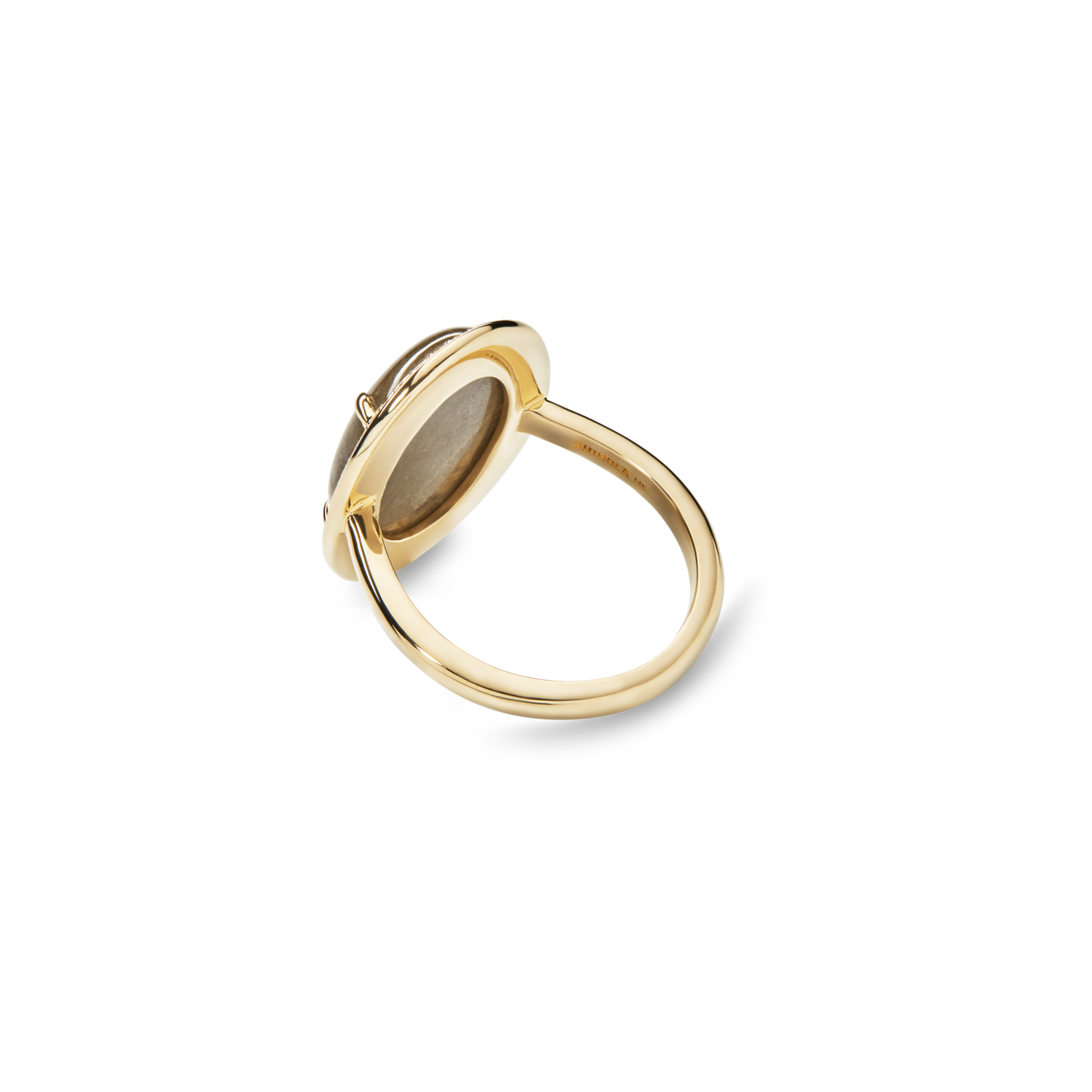 Diamond Pave Oval Petoskey Ring - Yellow Gold