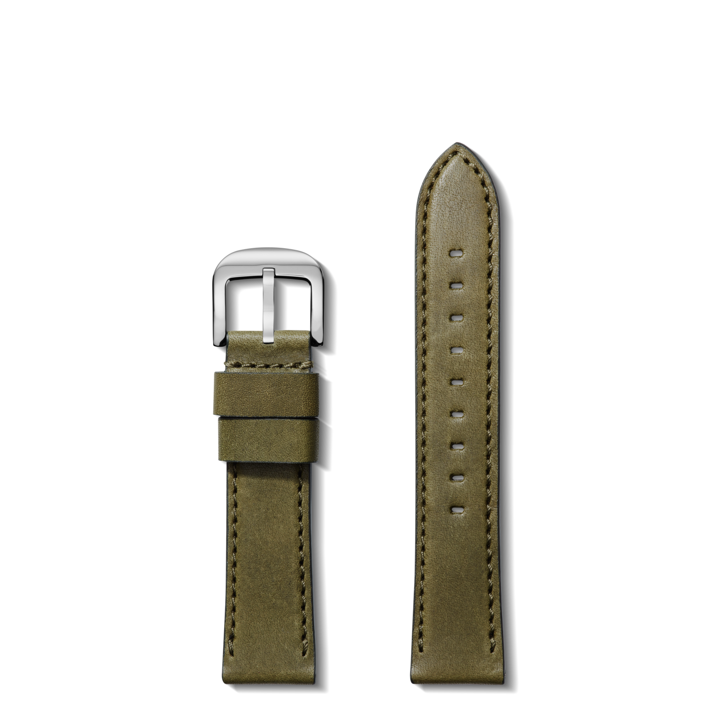 20mm Olive Leather Watch Strap - Olive