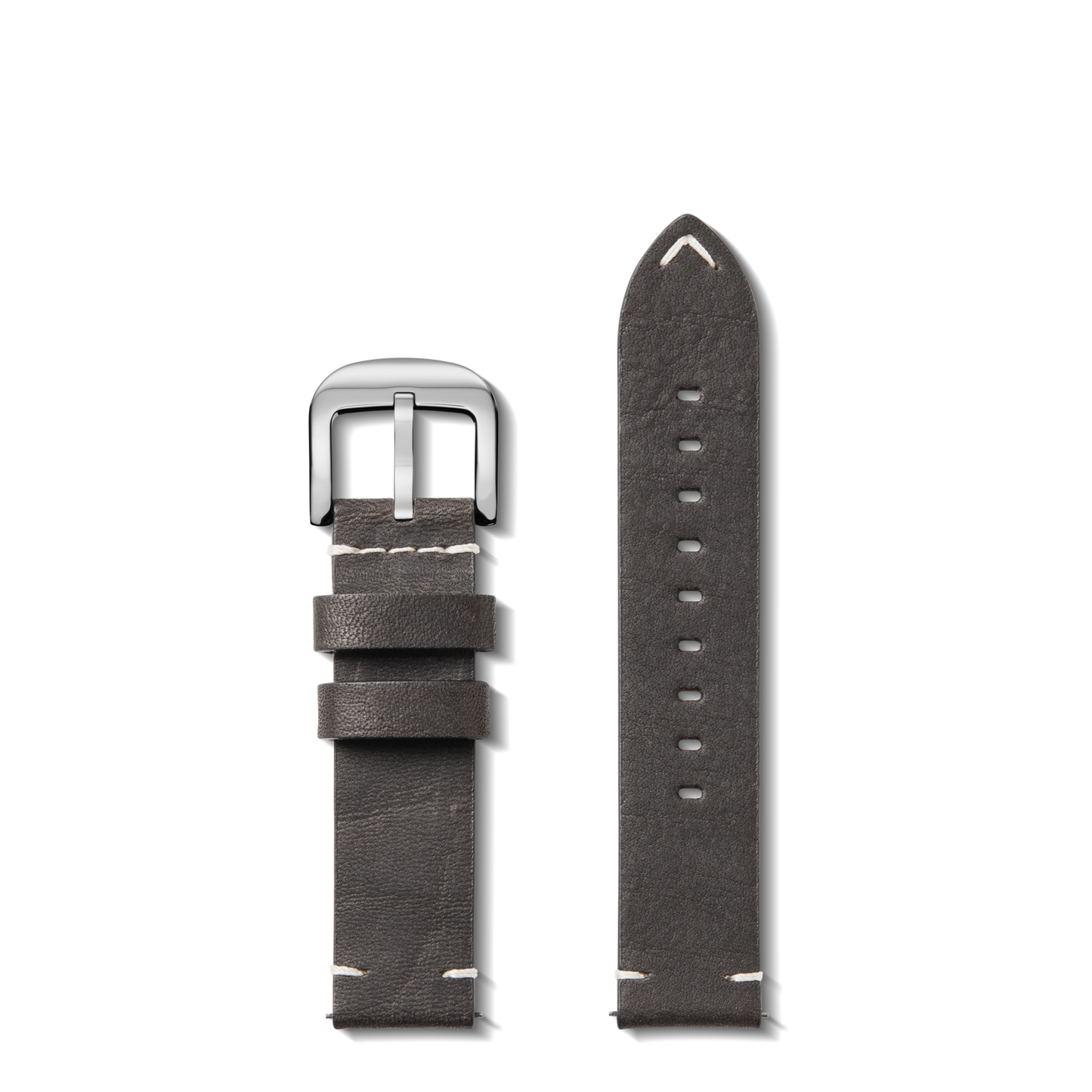 20mm Black Leather Watch Strap - Black