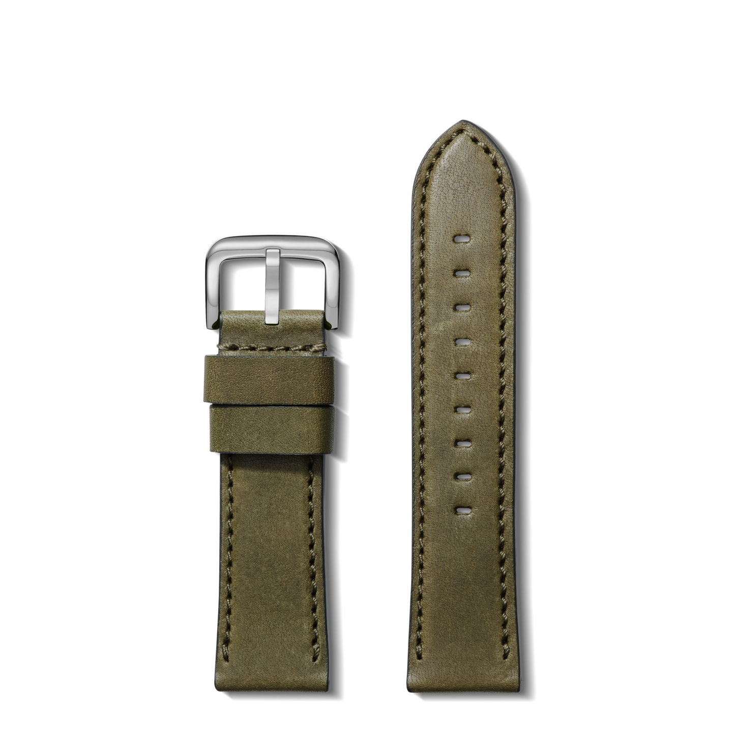 24mm Olive Leather Watch Strap - Olive