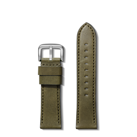 24mm Olive Leather Watch Strap - Olive