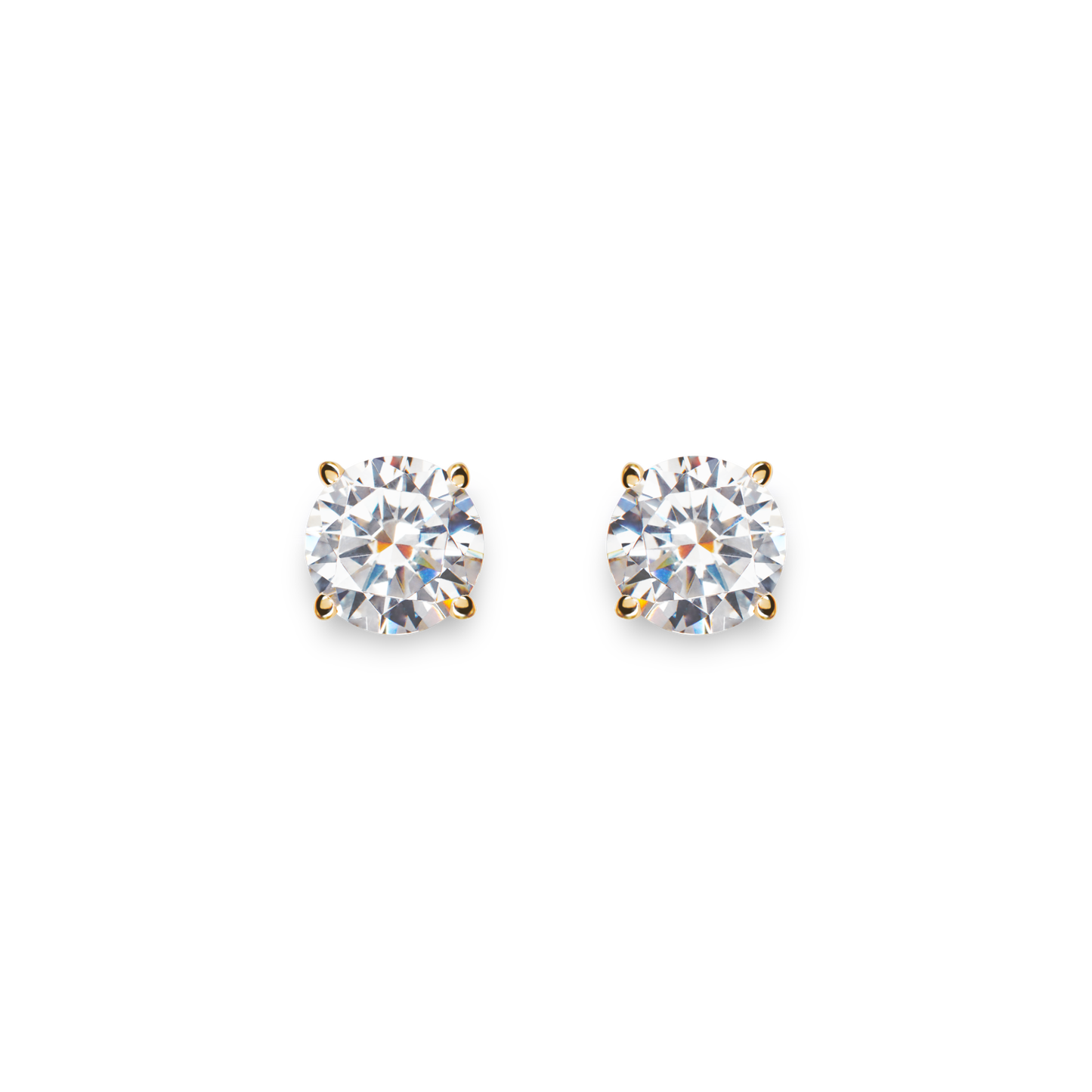 2 Carat Round Diamond Studs - Yellow Gold