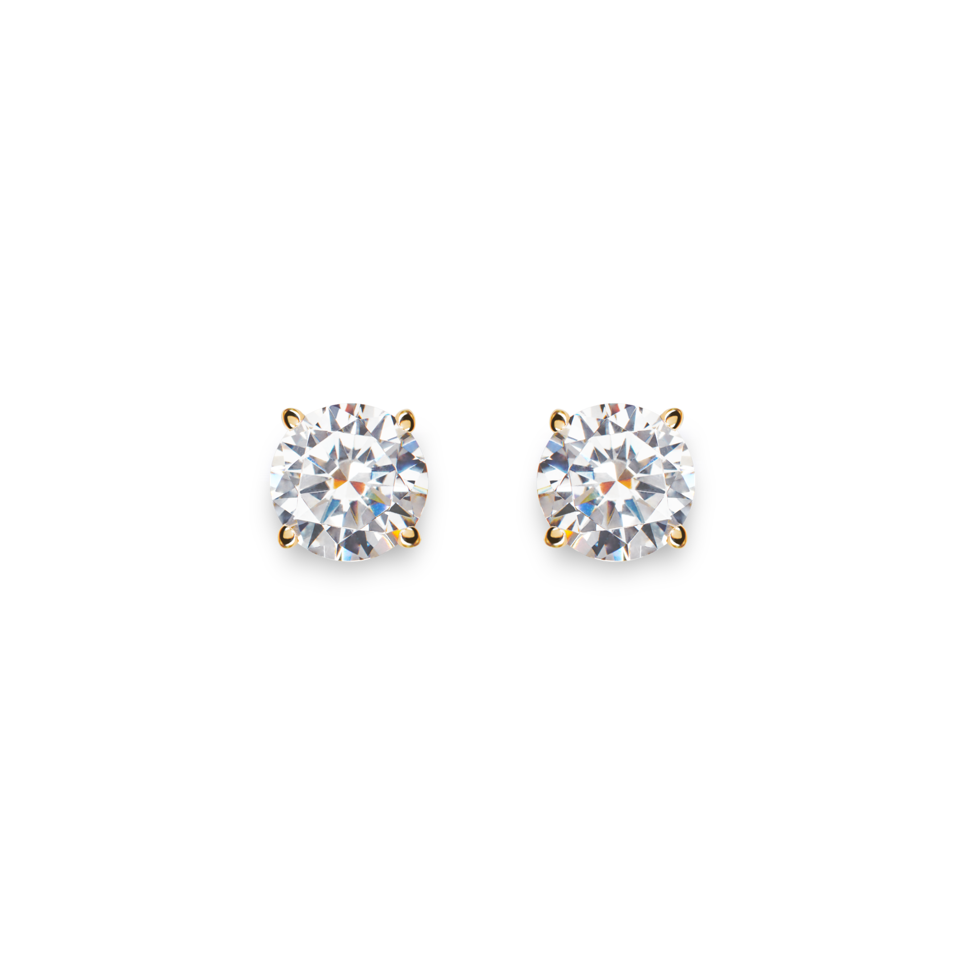 2 Carat Round Diamond Studs - Yellow Gold