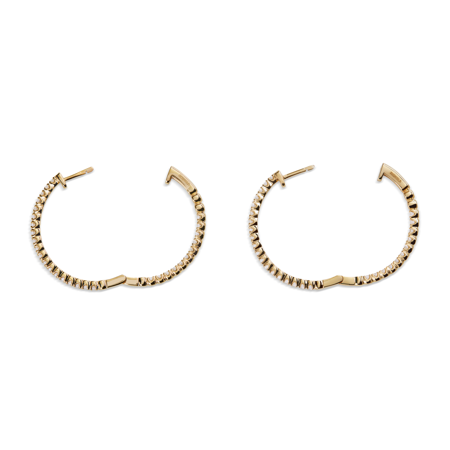 2 Carat Diamond Hoop Earrings - Yellow Gold