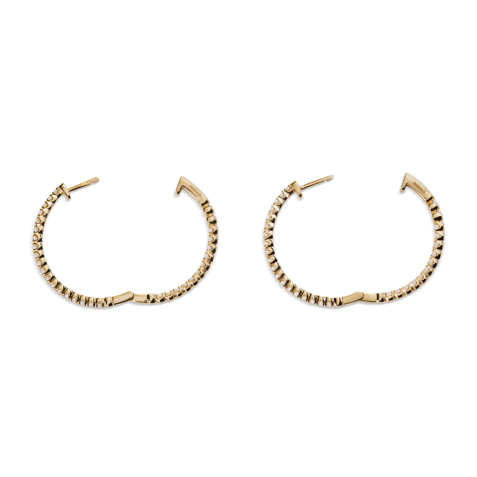 2 Carat Diamond Hoop Earrings - Yellow Gold