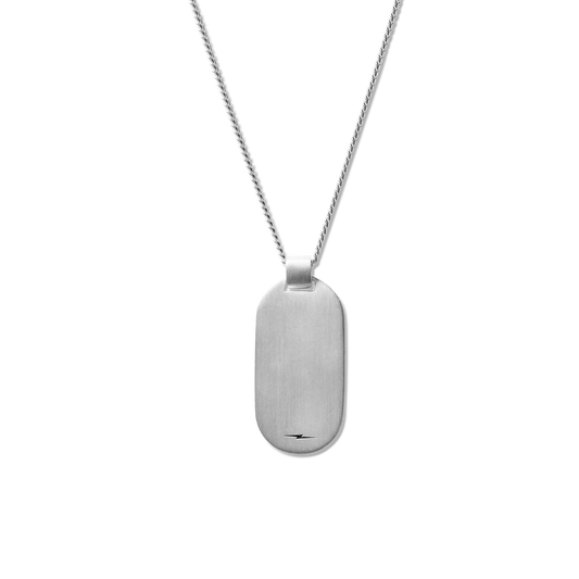 Tag Curb Chain Necklace - Sterling Silver