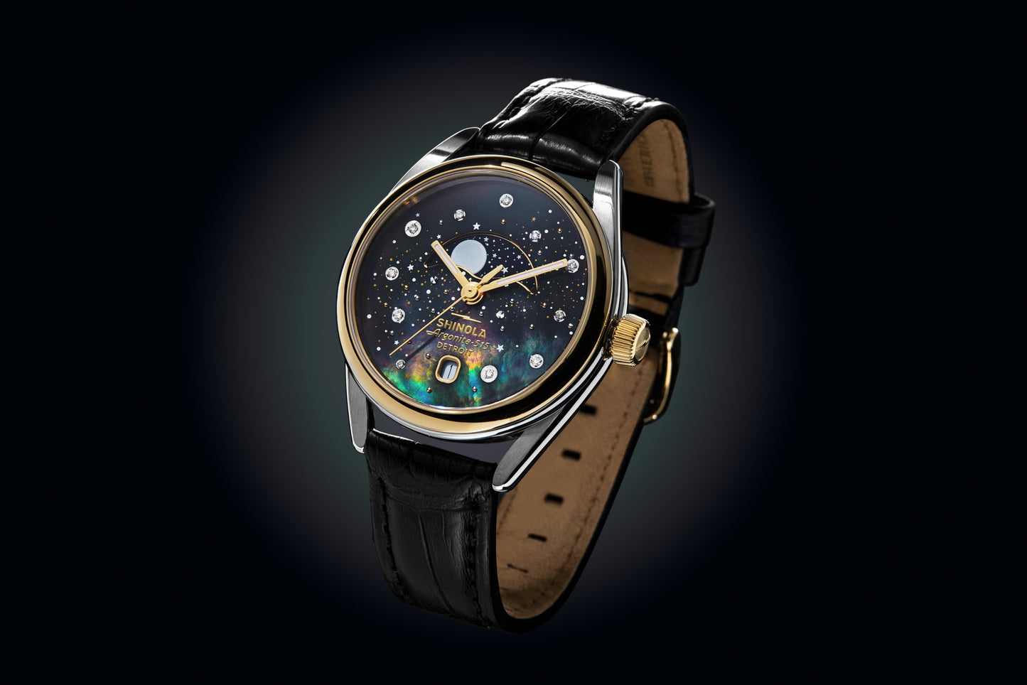 Celestial Derby Watch - Black Mother of Pearl Diamond