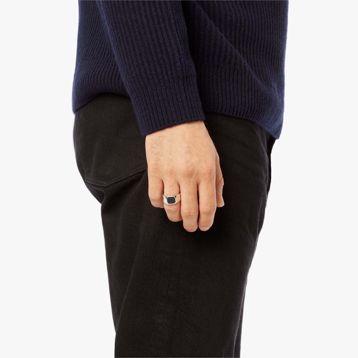 Octagonal Onyx Signet Ring - Sterling Silver