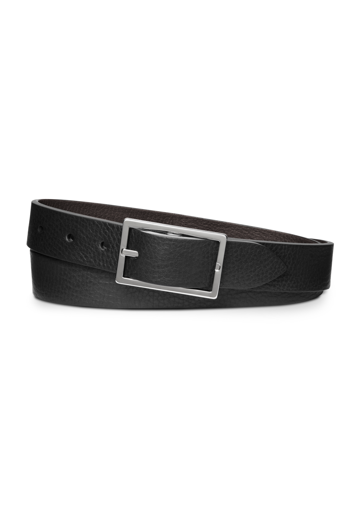 1 1/4" Reversible Rectangle Buckle Belt - Black