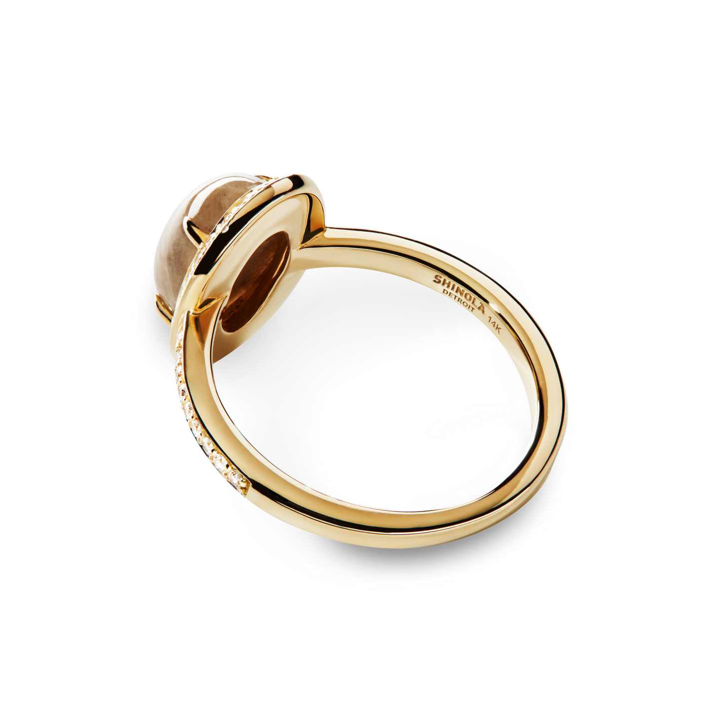 Diamond Pave Petoskey Oval Ring - Yellow Gold