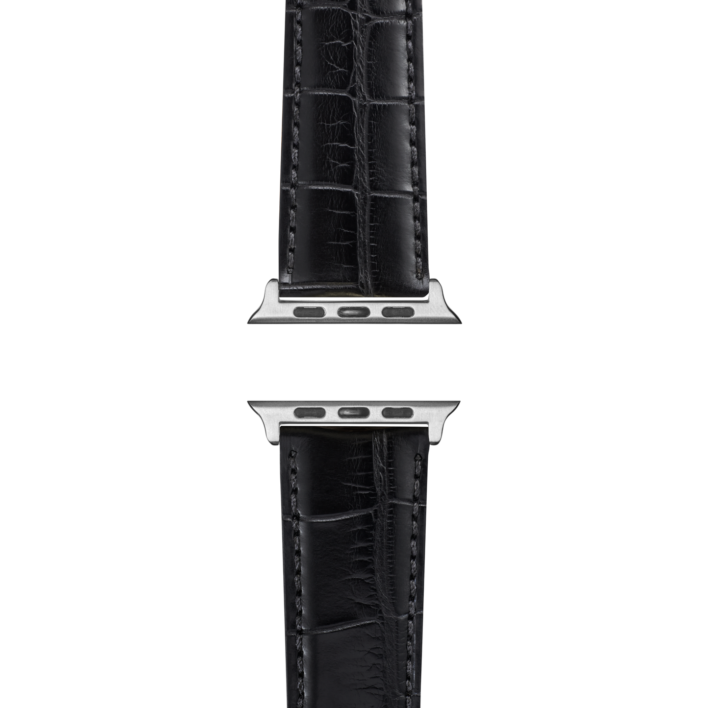 20mm Black Alligator Leather Apple Watch Strap - Black