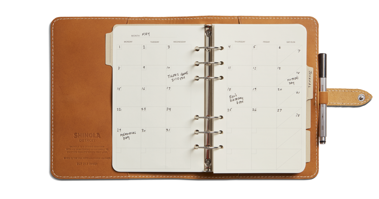 Refillable Leather Agenda Cover - Chestnut