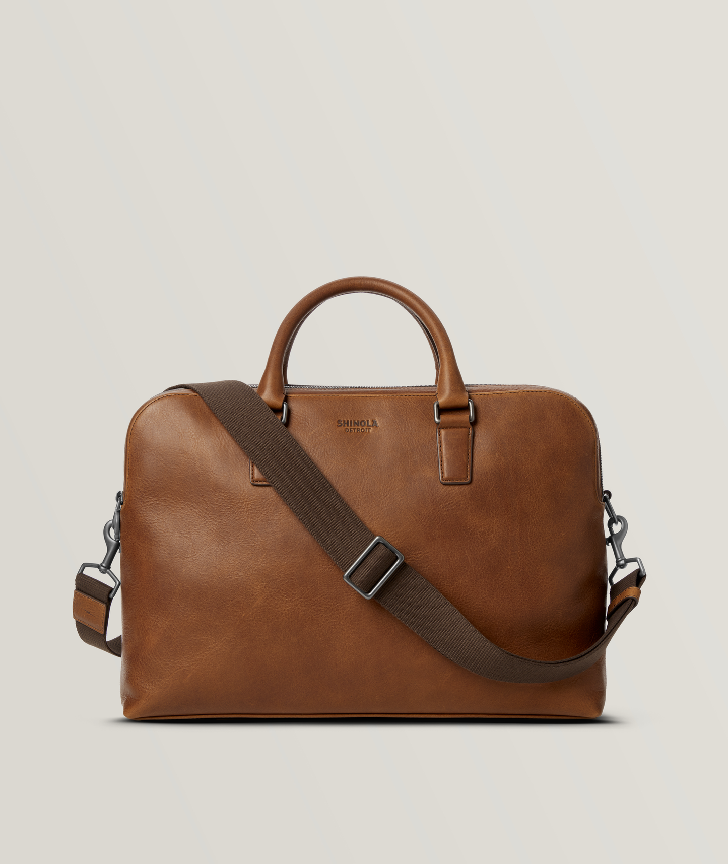 Double Zip Briefcase - Medium Brown