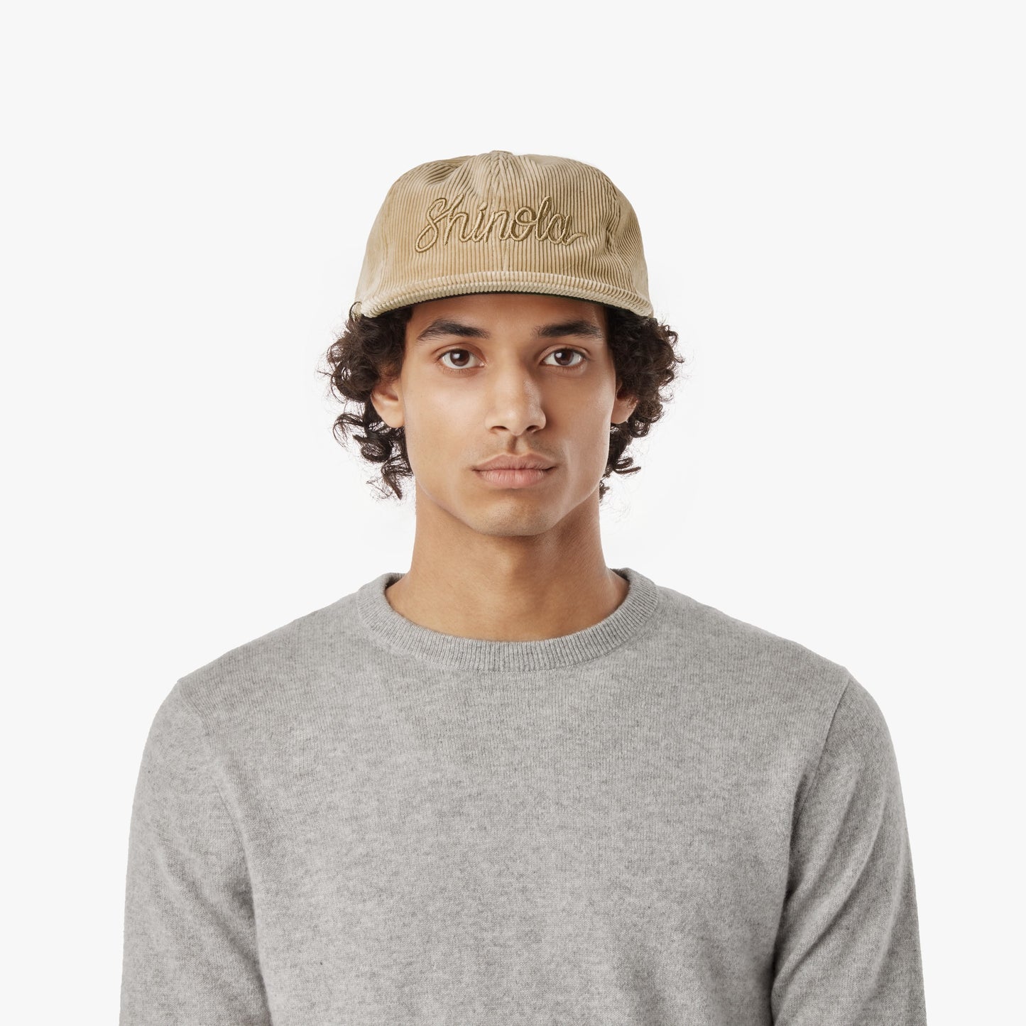 Corduroy Embroidered 6-Panel Hat - Stone