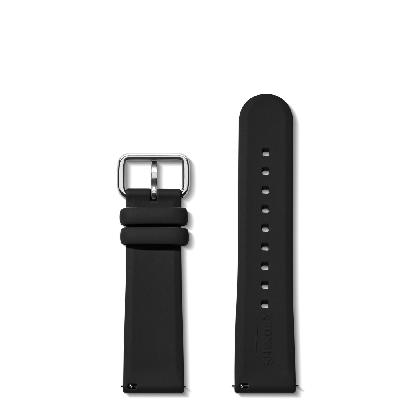 22mm Black Silicone Watch Strap (Long) - Black