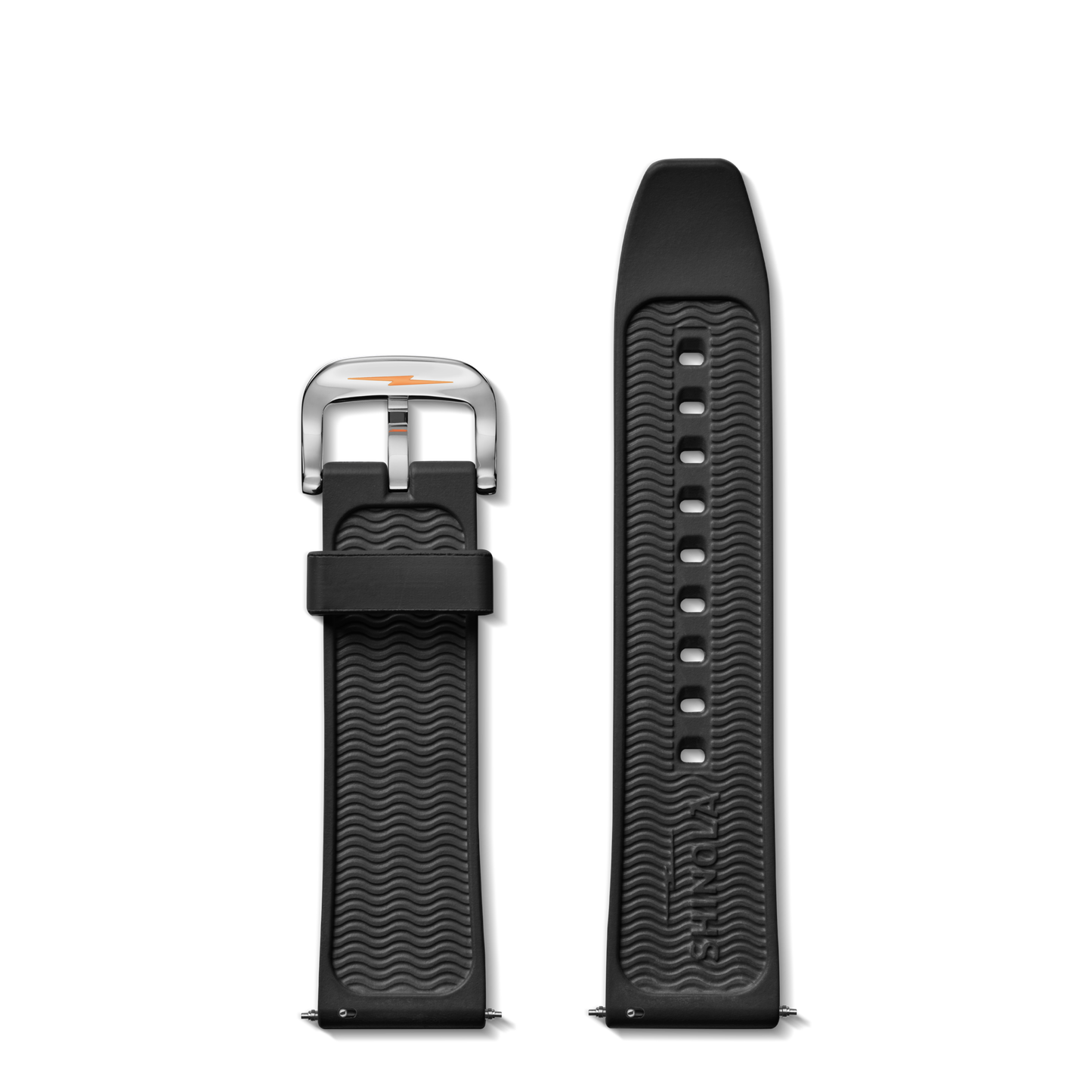 24mm Black Rubber Watch Strap - Black