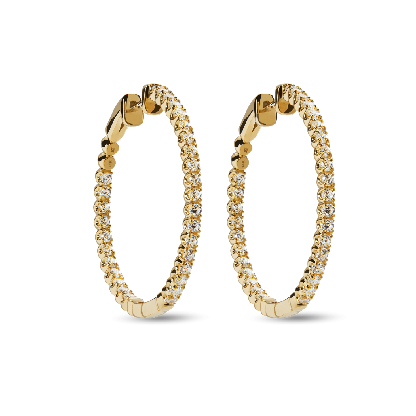 2 Carat Diamond Hoop Earrings - Yellow Gold