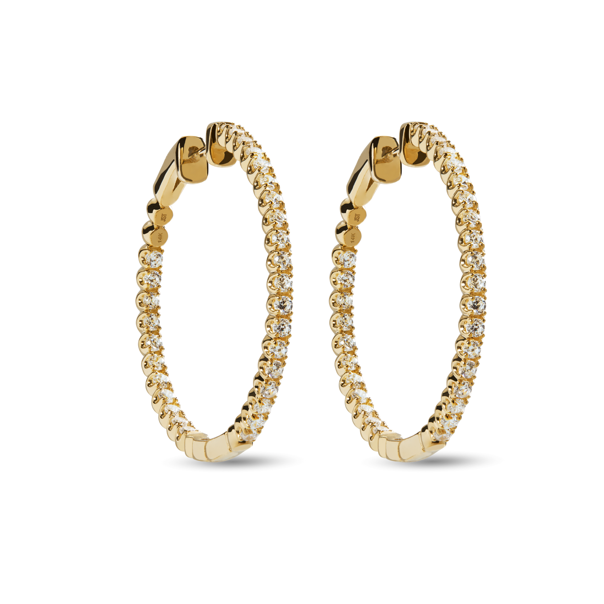 2 Carat Diamond Hoop Earrings - Yellow Gold