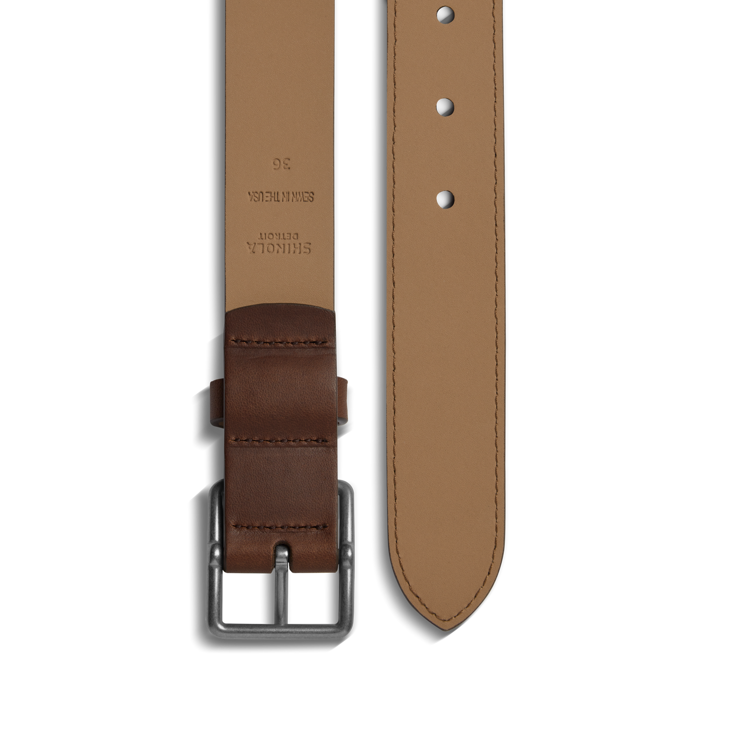 1 1/4" Center Bar Buckle Belt - Medium Brown