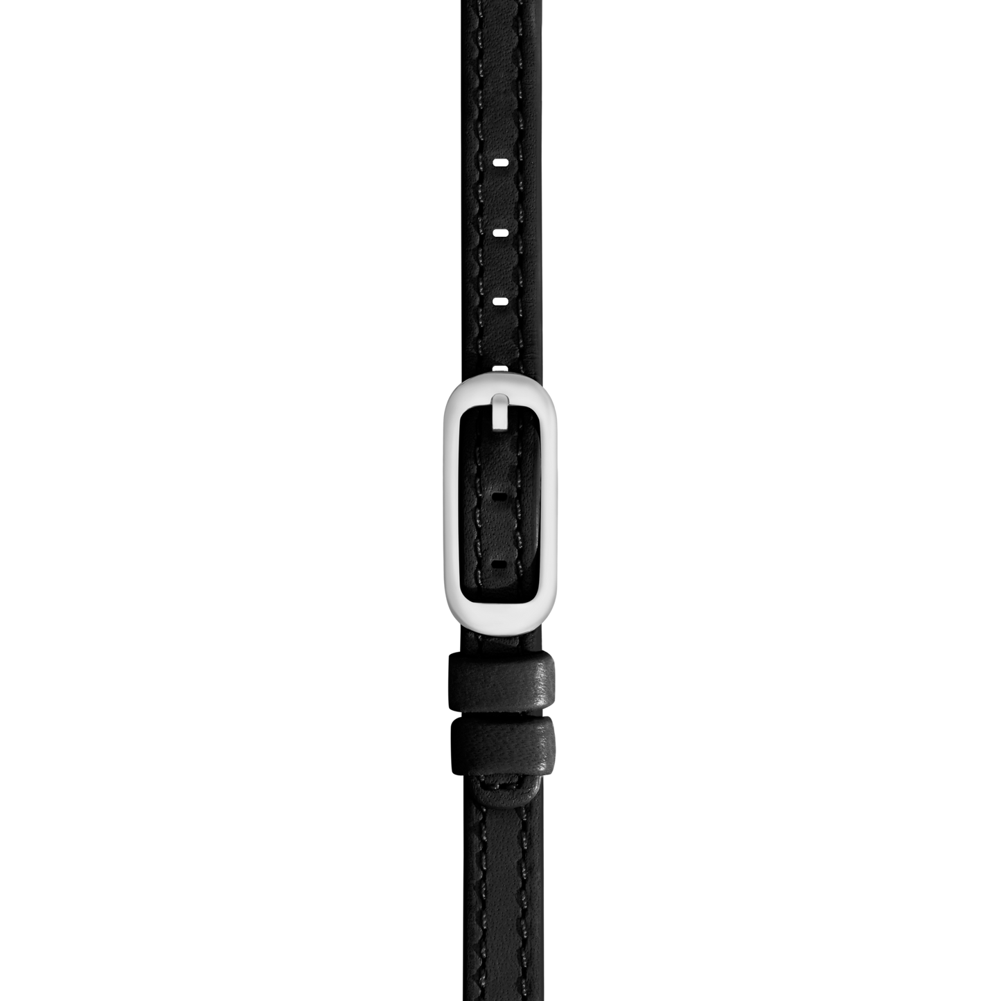 8mm Black Leather Watch Strap - Black