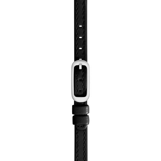 8mm Black Leather Watch Strap - Black