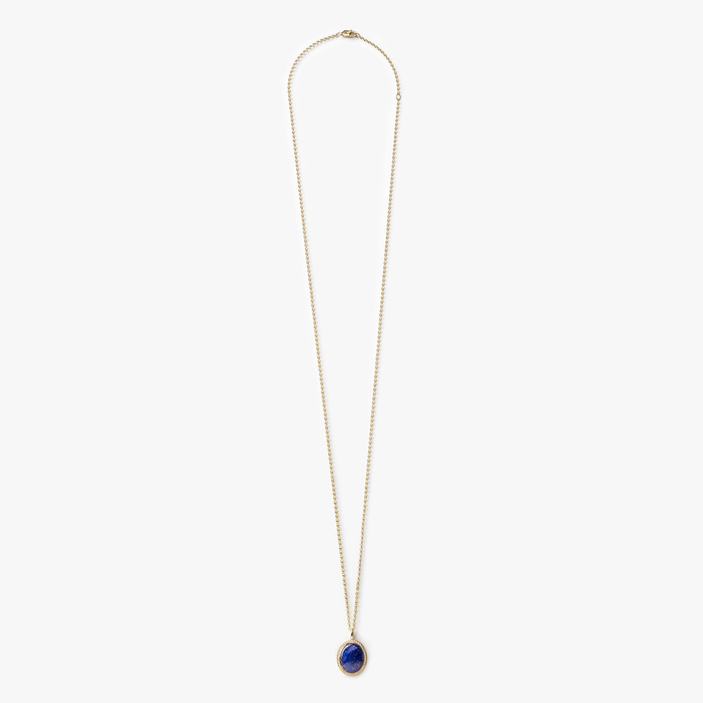 Diamond Pave Lapis Pendant Necklace - Yellow Gold